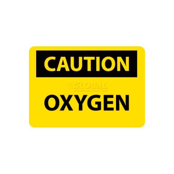 NMC OSHA Sign, Caution Oxygen, 10in X 14in, Yellow/Black